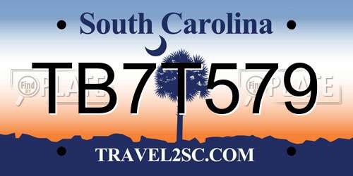 TB7T579 South Carolina License Plate