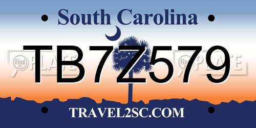 TB7Z579 South Carolina License Plate