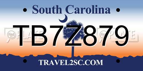 TB7Z879 South Carolina License Plate