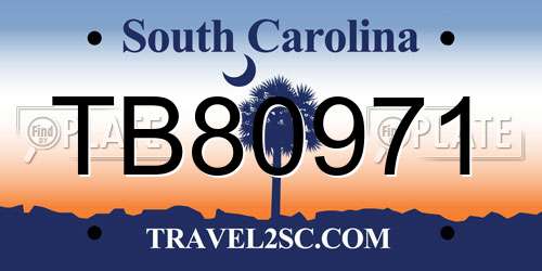 TB80971 South Carolina License Plate