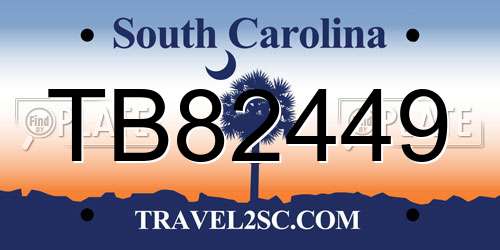 TB82449 South Carolina License Plate
