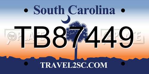 TB87449 South Carolina License Plate