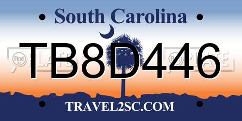 TB8D446 South Carolina License Plate