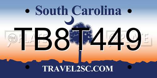 TB8T449 South Carolina License Plate