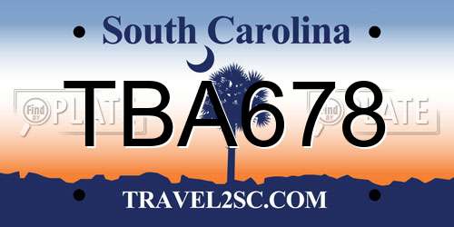 TBA678 South Carolina License Plate