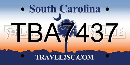 TBA7437 South Carolina License Plate