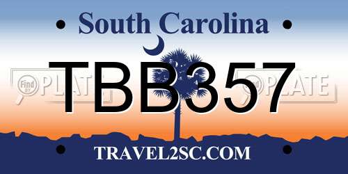 TBB357 South Carolina License Plate