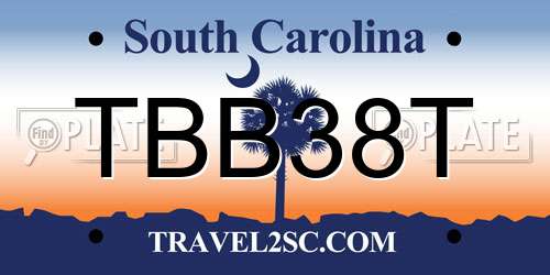 TBB38T South Carolina License Plate