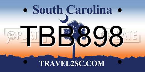 TBB898 South Carolina License Plate