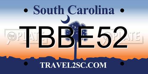 TBBE52 South Carolina License Plate