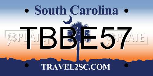 TBBE57 South Carolina License Plate