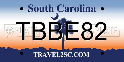 TBBE82 South Carolina License Plate