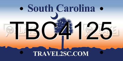 TBC4125 South Carolina License Plate