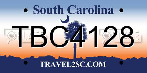 TBC4128 South Carolina License Plate