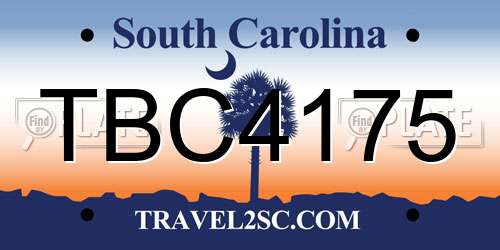 TBC4175 South Carolina License Plate