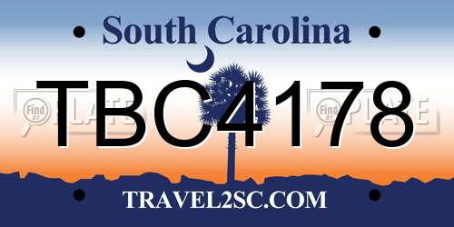 TBC4178 South Carolina License Plate