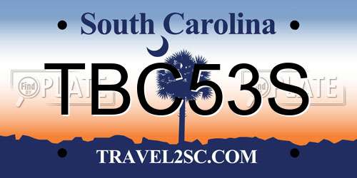 TBC53S South Carolina License Plate