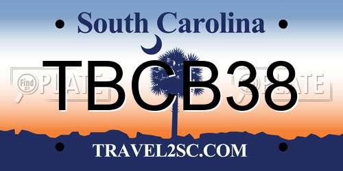 TBCB38 South Carolina License Plate