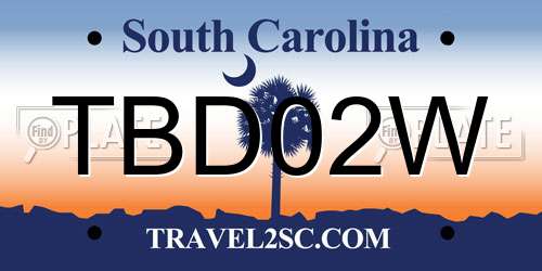 TBD02W South Carolina License Plate