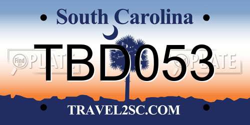 TBD053 South Carolina License Plate