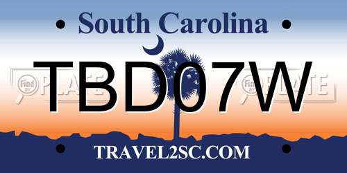 TBD07W South Carolina License Plate