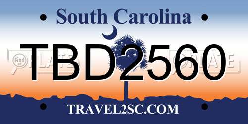TBD2560 South Carolina License Plate