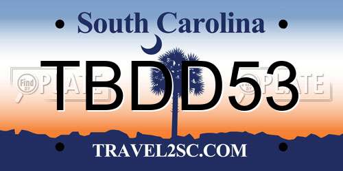 TBDD53 South Carolina License Plate