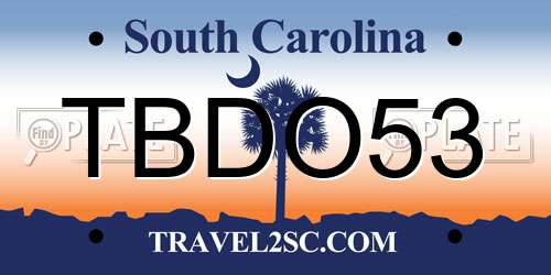 TBDO53 South Carolina License Plate