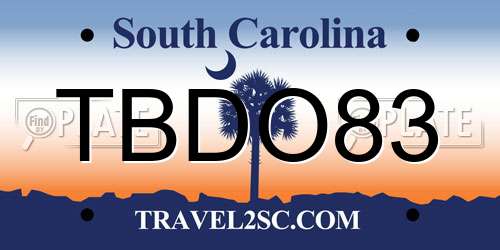 TBDO83 South Carolina License Plate
