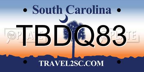 TBDQ83 South Carolina License Plate