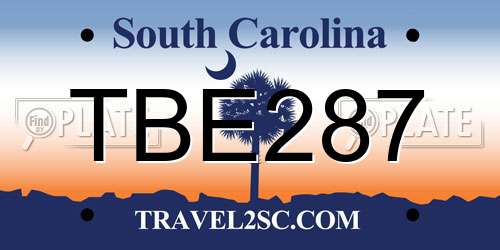 TBE287 South Carolina License Plate