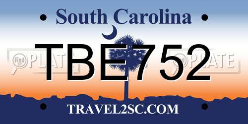 TBE752 South Carolina License Plate