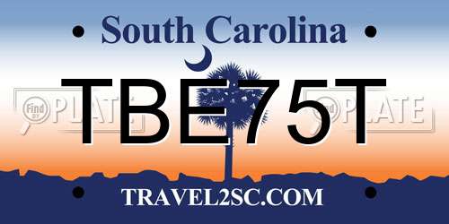 TBE75T South Carolina License Plate