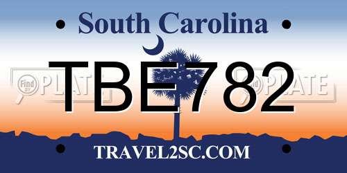 TBE782 South Carolina License Plate