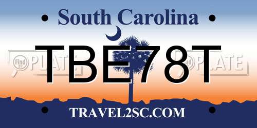 TBE78T South Carolina License Plate