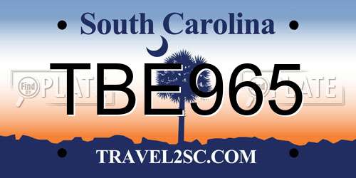 TBE965 South Carolina License Plate