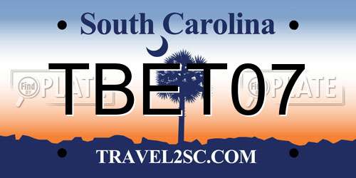 TBET07 South Carolina License Plate