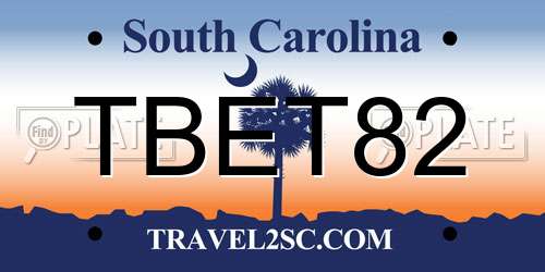 TBET82 South Carolina License Plate
