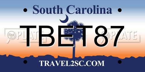 TBET87 South Carolina License Plate