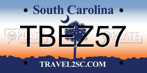 TBEZ57 South Carolina License Plate