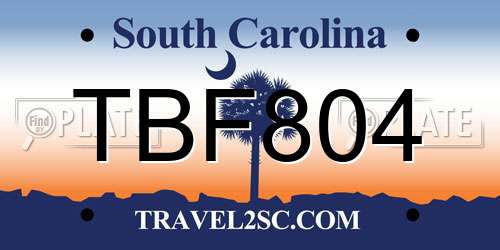TBF804 South Carolina License Plate