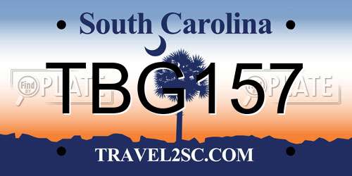 TBG157 South Carolina License Plate