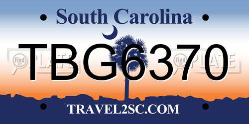 TBG6370 South Carolina License Plate