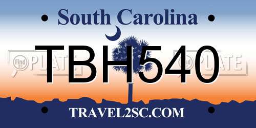 TBH540 South Carolina License Plate
