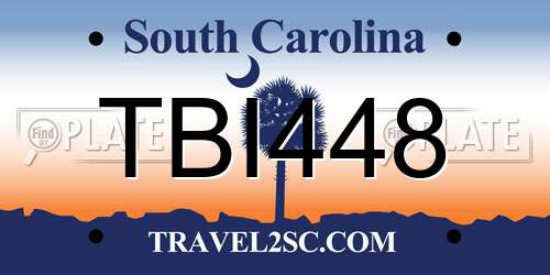 TBI448 South Carolina License Plate