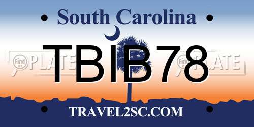 TBIB78 South Carolina License Plate