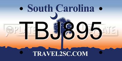TBJ895 South Carolina License Plate