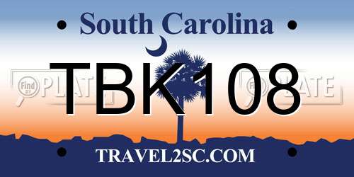 TBK108 South Carolina License Plate