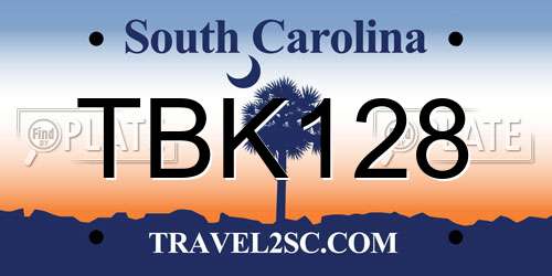 TBK128 South Carolina License Plate