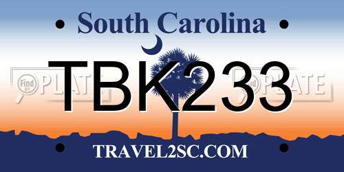 TBK233 South Carolina License Plate